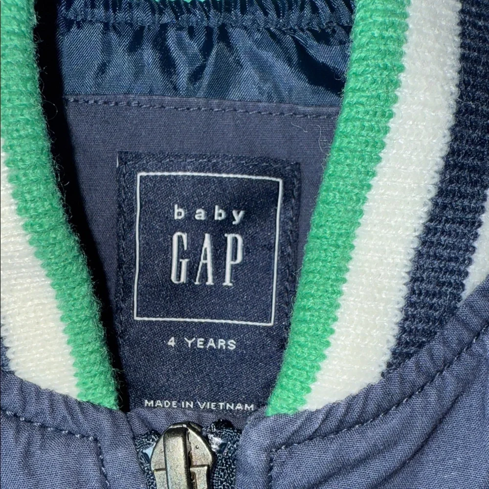 GAP Kids Blue Jacket with Green and White Trim Size 4